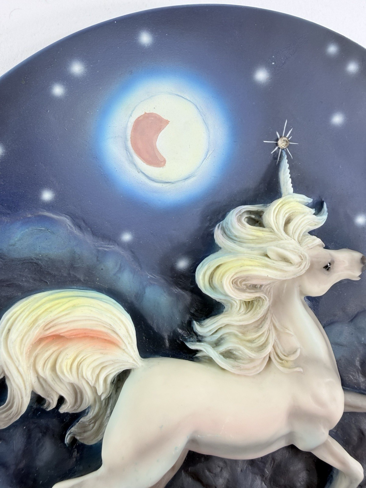 Whimsical 7.5” Moonlit Unicorn Textured Decorative Plate