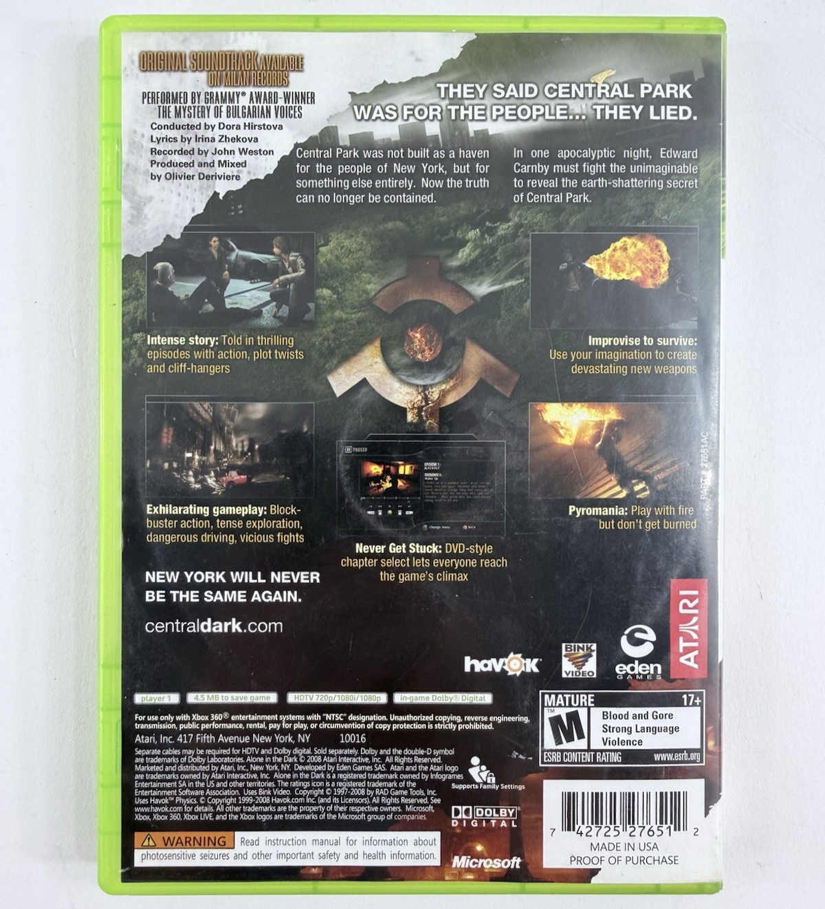 Alone in the Dark Soundtrack Ed. (Xbox 360, 2008) Discs, Case, Manual - Tested