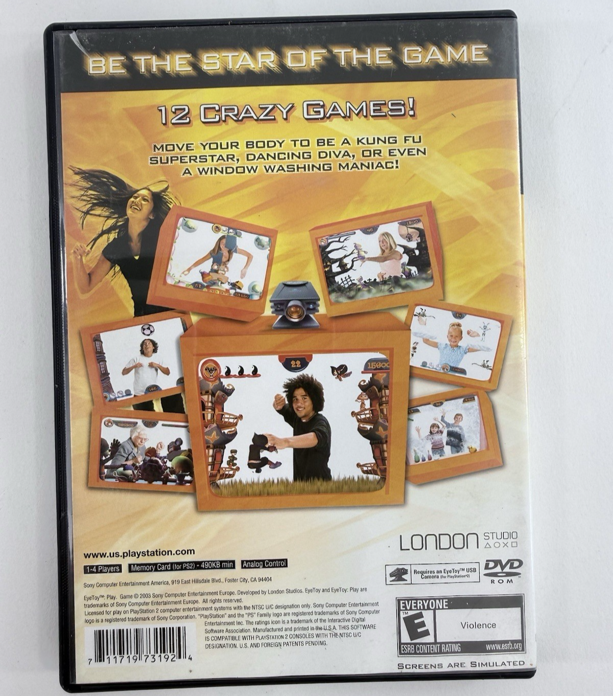 Eye Toy Play (PlayStation 2, 2003) Game, Case, Manual - No Camera - Tested