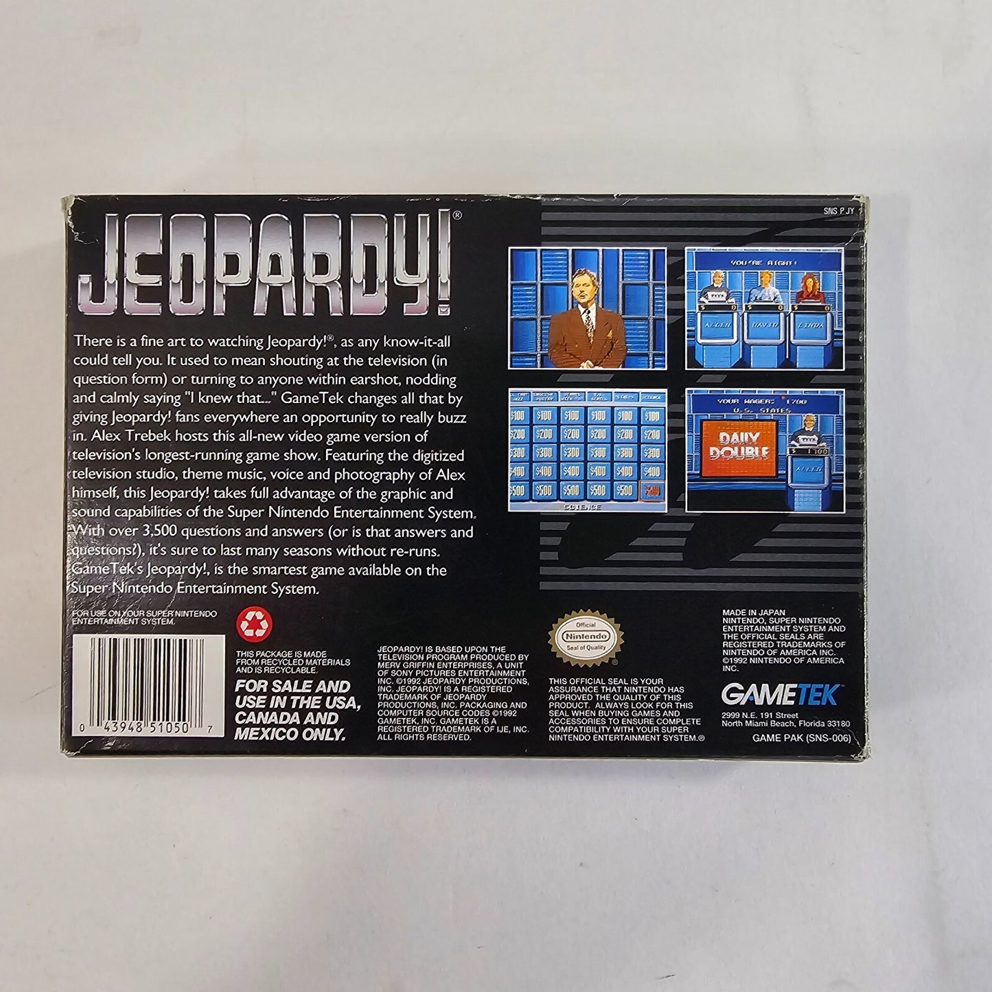Jeopardy (Super Nintendo, 1992) Game Box Manual Poster - Tested and Working