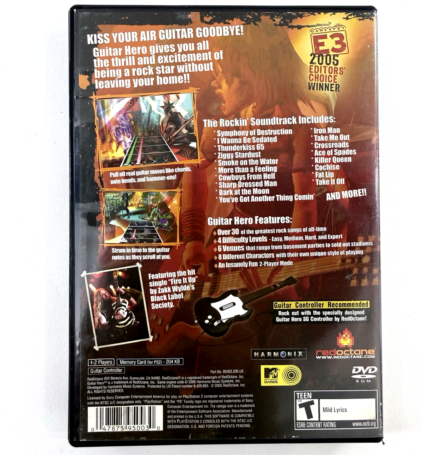 Guitar Hero (Sony PlayStation 2, 2006) Game, Case, Manual - Tested and Working