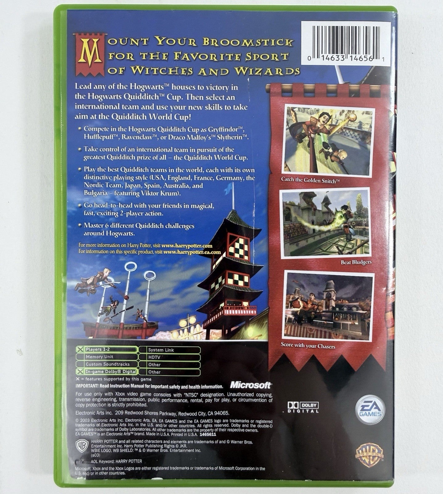 Harry Potter: Quidditch World Cup (Microsoft Xbox, 2003) Game and Case - Tested