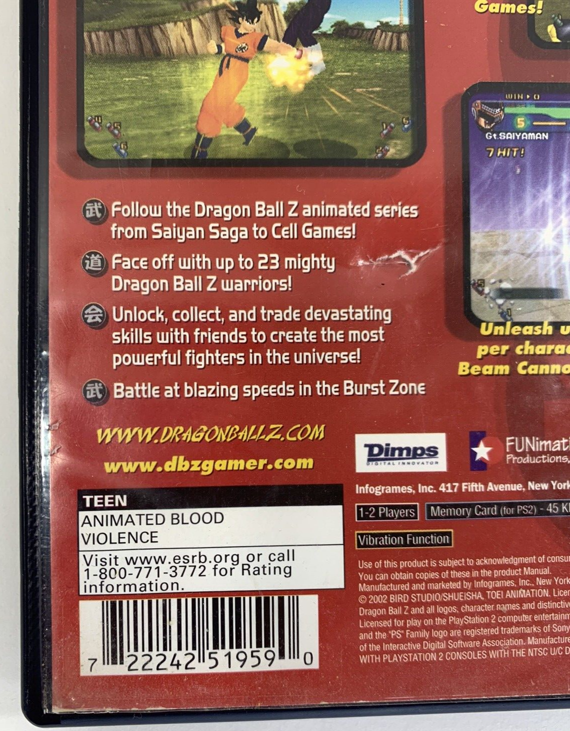 Dragon Ball Z: Budokai (Playstation 2, 2002) Game and Case - Tested and Working