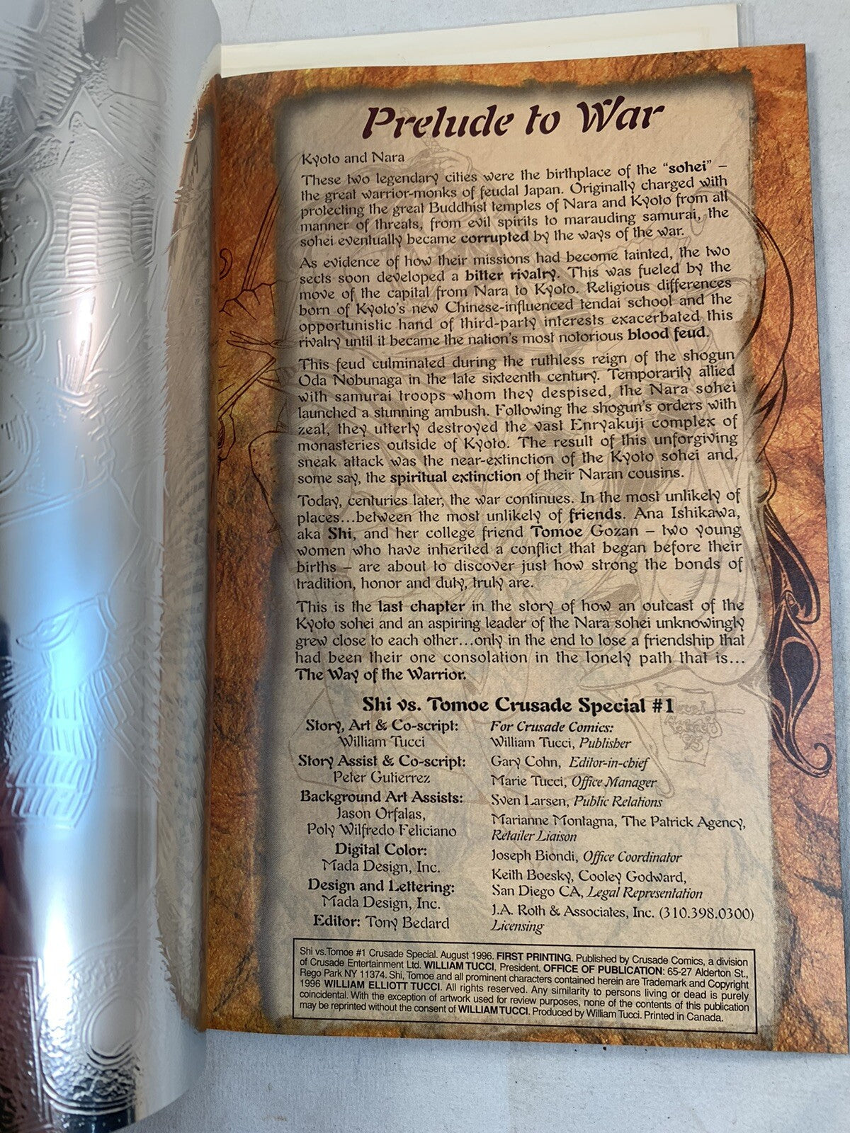 Shi Vs. Tomoe #1  Crusade Comics 1996 VF Chromium Cover