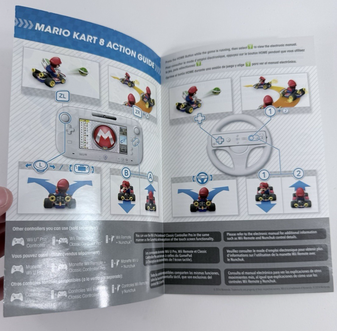 Mario Kart 8 (Nintendo Wii U, 2014) Game Case Manual Insert - Tested and Working