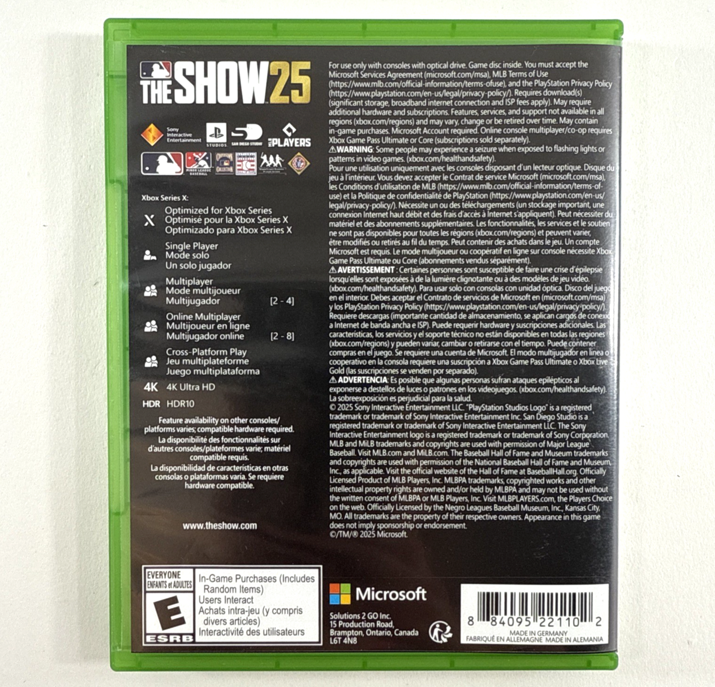 MLB The Show 25 (Microsoft Xbox Series X|S, 2025) Game, Case, Insert - Tested