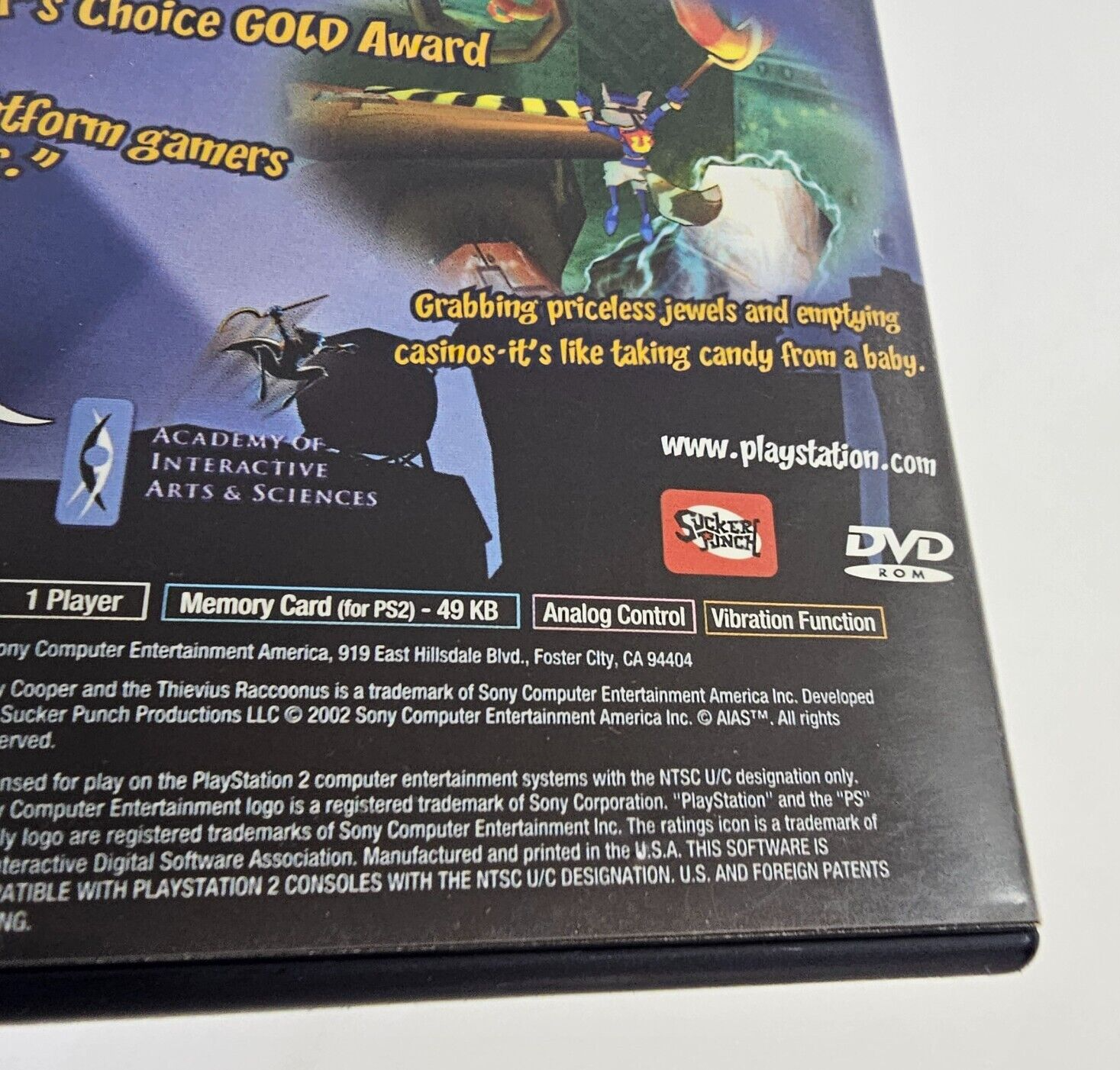 Sly Cooper And The Thievius Raccoonus (PlayStation 2, 2003) Game Case Manual Reg