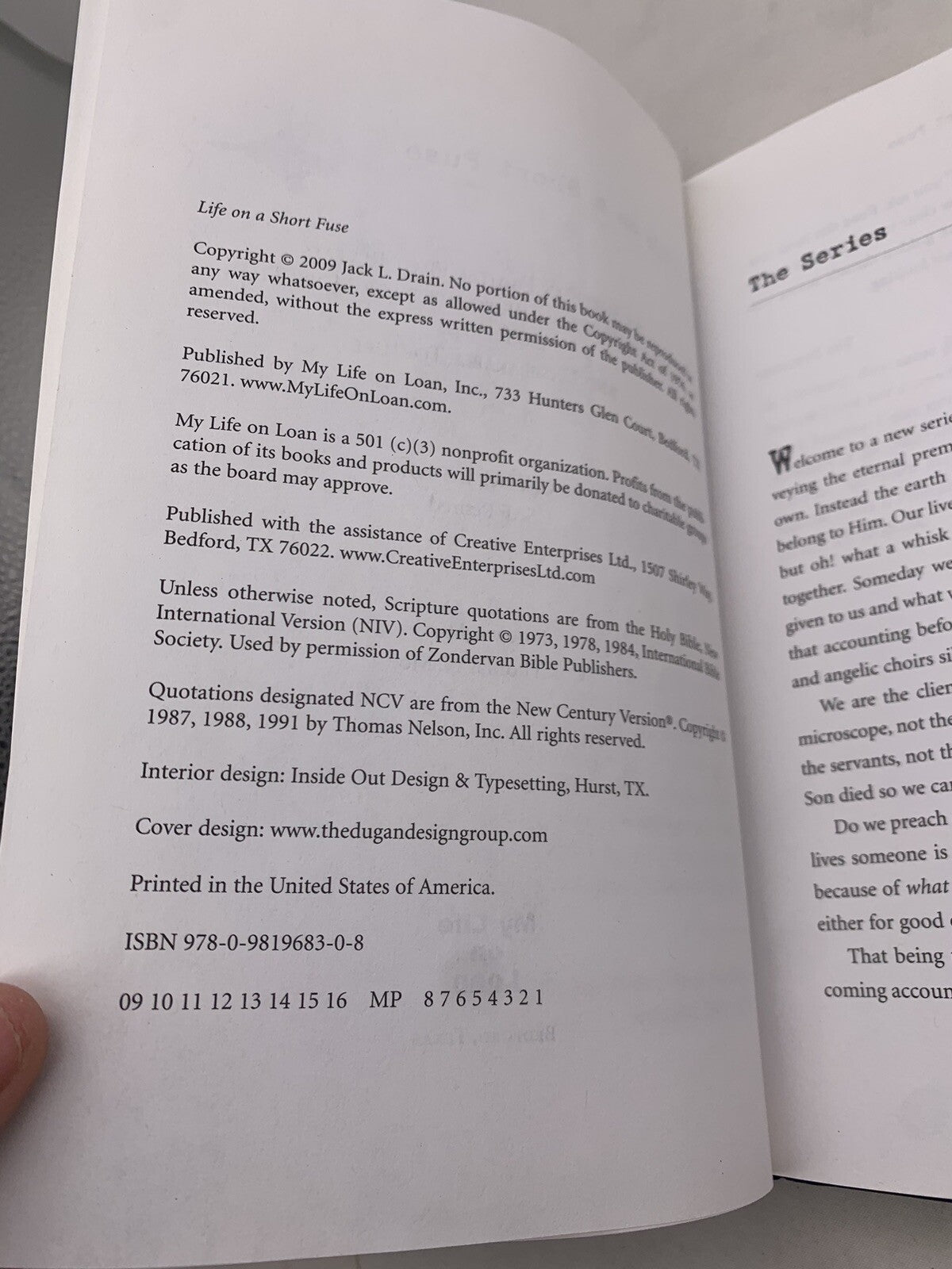 Life On A Short Fuse By Lt. Colonel Jack L. Drain 1st Edition Hardcover, Signed