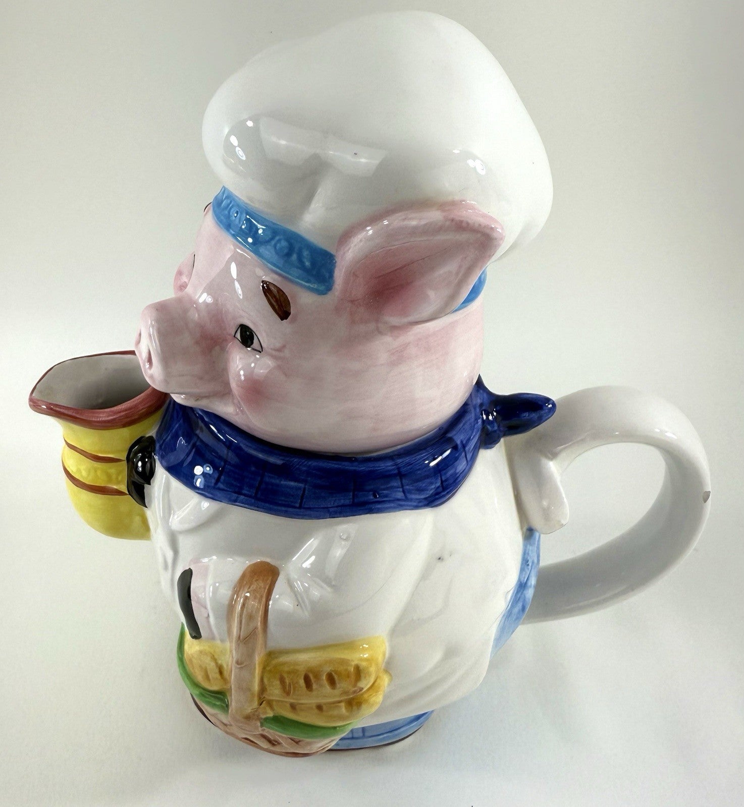 Midwest Of Cannon Falls 1990s Decorative Ceramic Chef Pig Tea Pot HD-102879