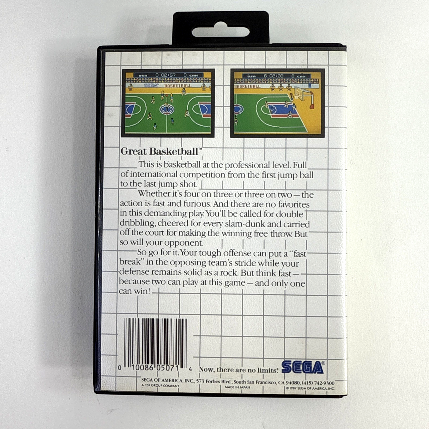 Great Baskeball (Sega Master System, 1987) Game Case Manual - Tested and Working