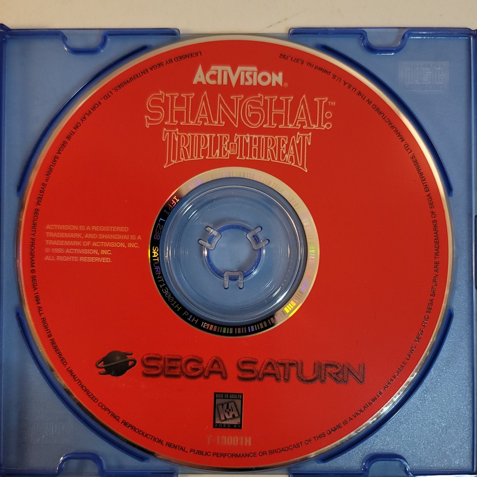 Shanghai Triple Threat (Sega Saturn 1996) Game Disc