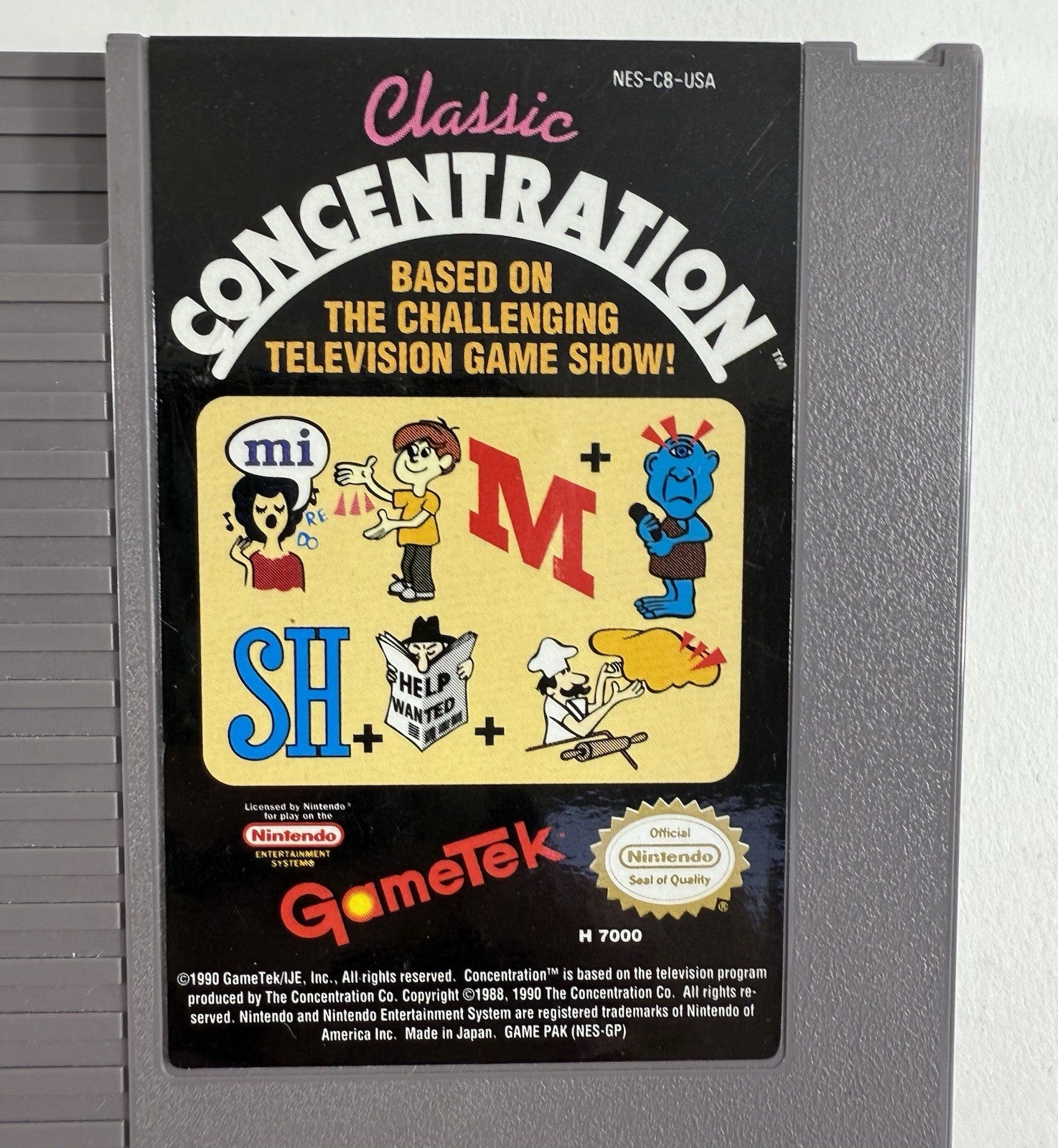 Classic Concentration (Nintendo NES, 1990) Game Cartridge - Tested and Working