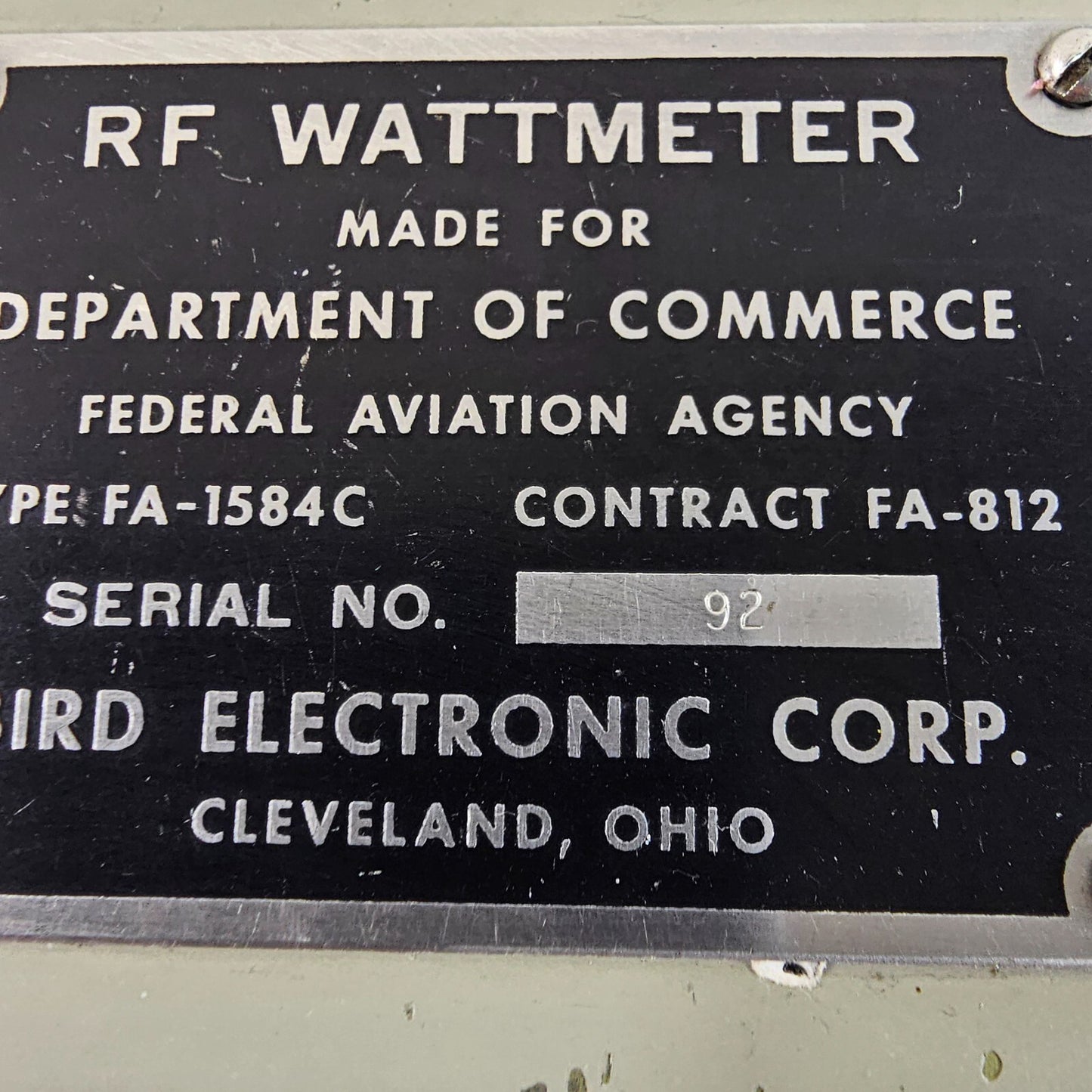 Bird Thruline FA-1584C RF Wattmeter - 50 Ohm Bird Electronic Corporation