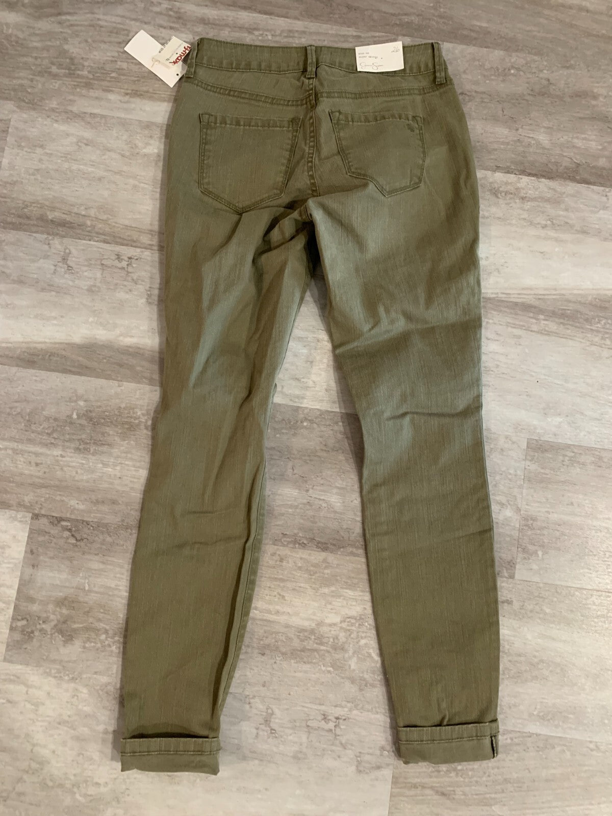 Jessica Simpson Womens Size 26 Kiss Me Super Skinny Jeans Olive NEW