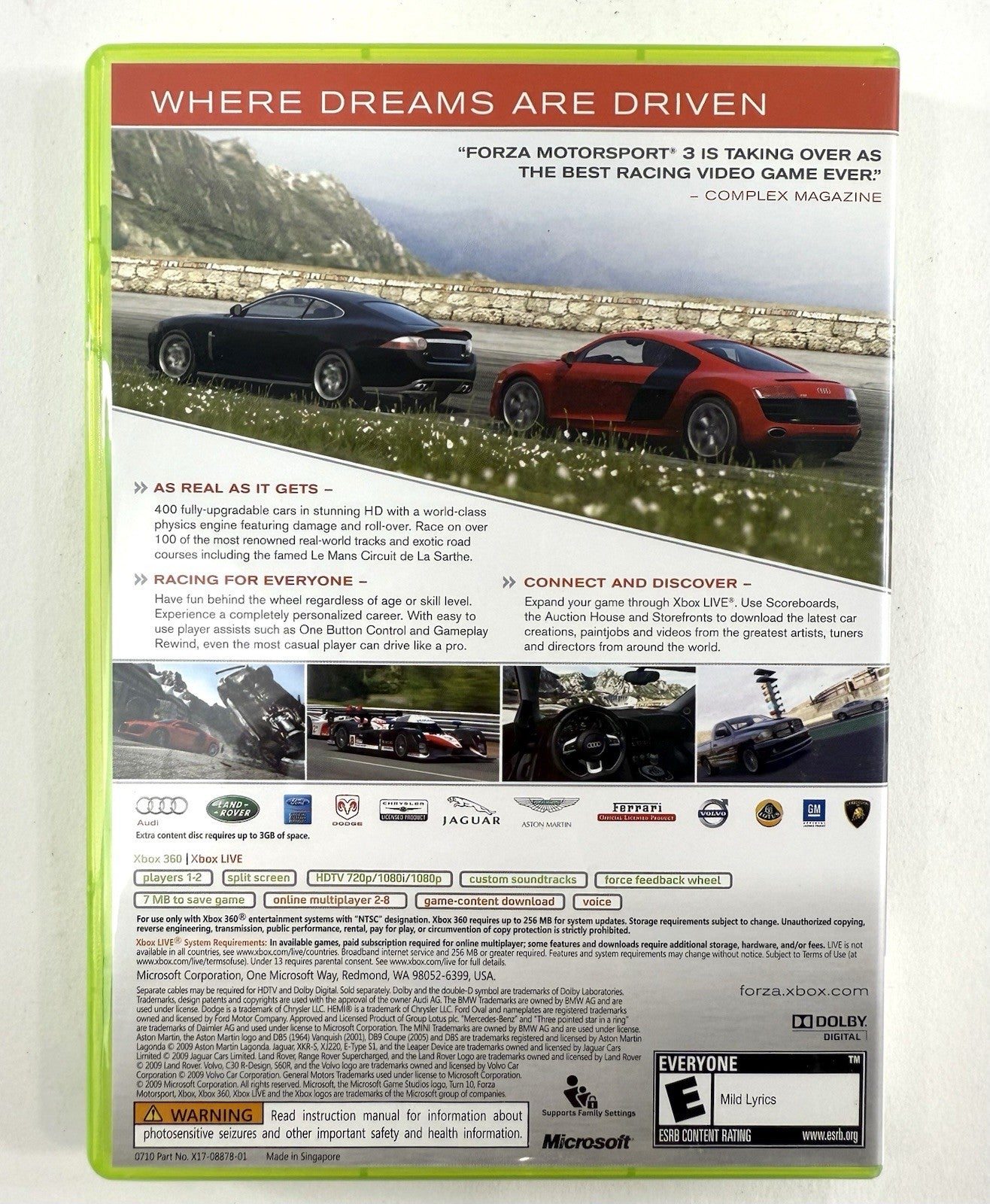 Forza Motorsport 3 (Microsoft Xbox 360, 2009) Game Case Manual Insert - Tested