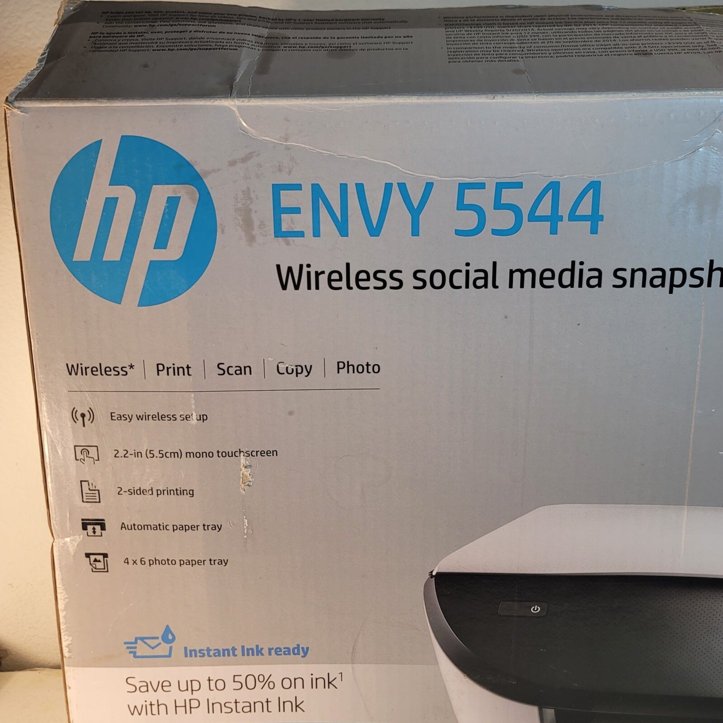 HP Envy 5544 All-in-One Wireless Social Media Snapshot Printer - New, Open Box