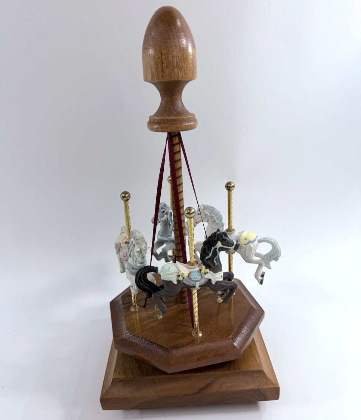 Generations Wooden Base Musical Four-Horse Carousel - Made In USA - Tested