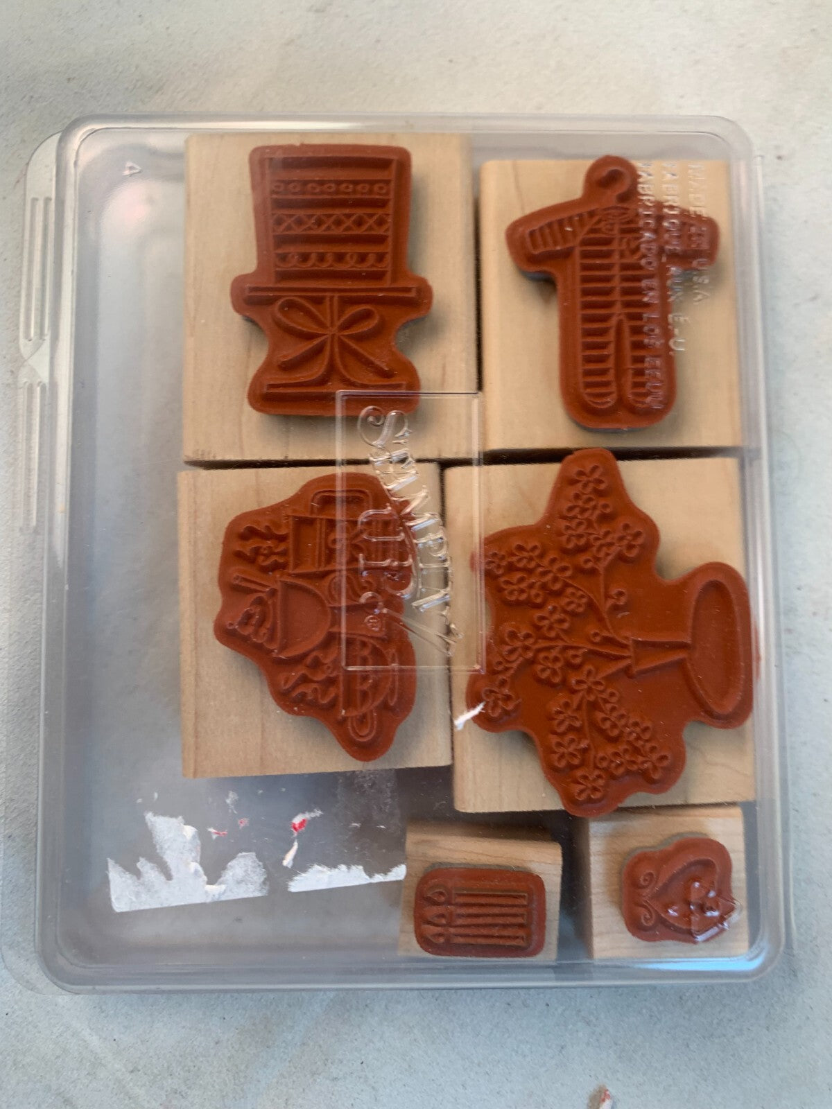 Stampin Up Bundle of 6 Celebration Stamps (candles, hearts, baby clothes + more)