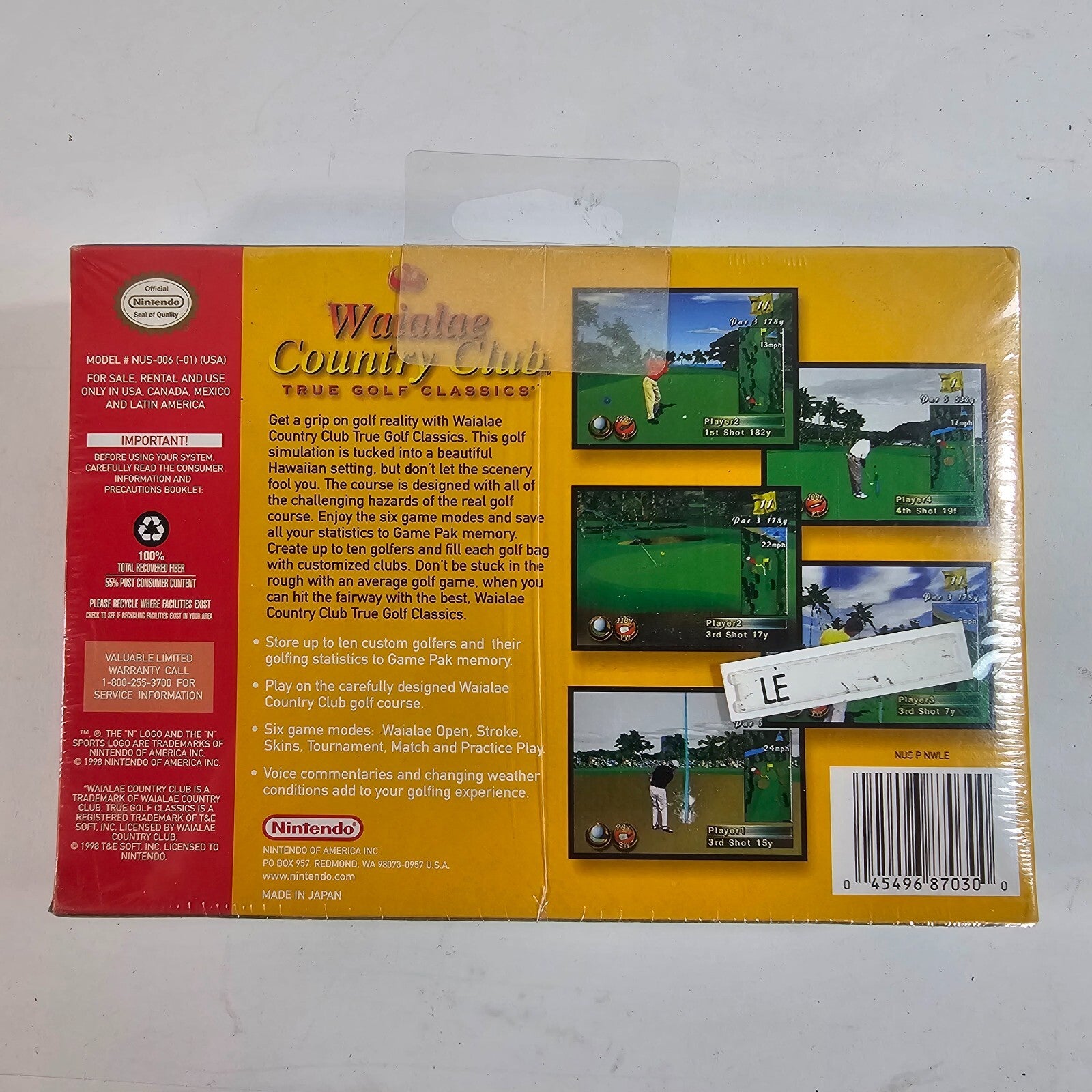 True Golf Classics: Waialae Country Club Nintendo 64, 1998 New READ DESCRIPTION