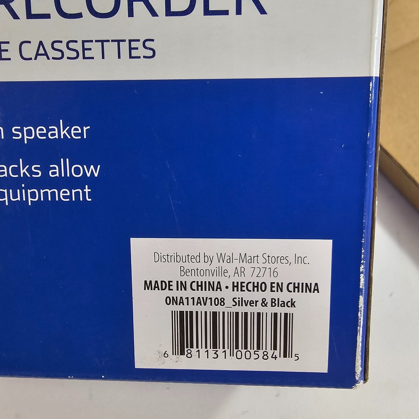 Onn ONA11AV108 Cassette Recorder with Microphone - New, Open Box