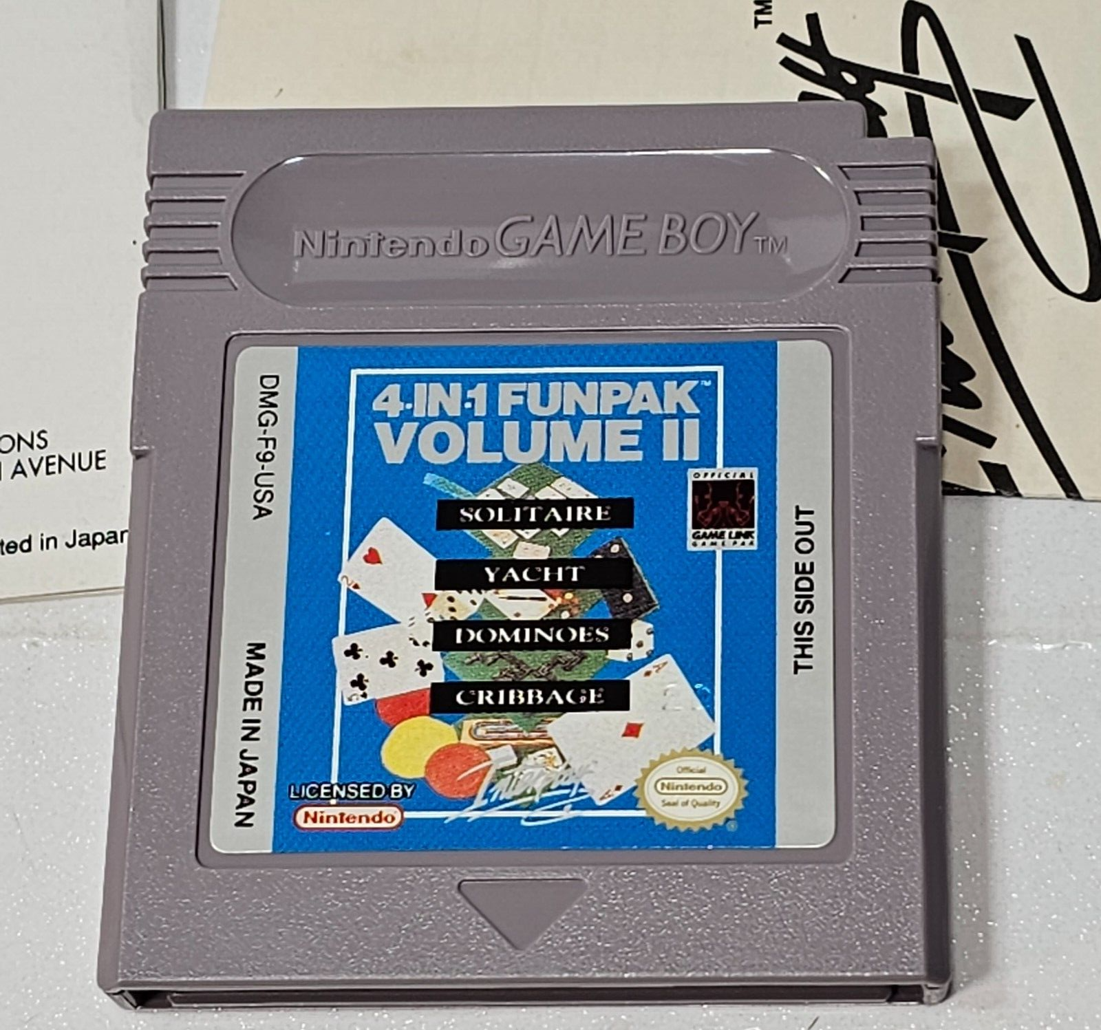 4 in 1 Funpak Volume II (GameBoy, 1993) Game Box Manual Inserts Registration