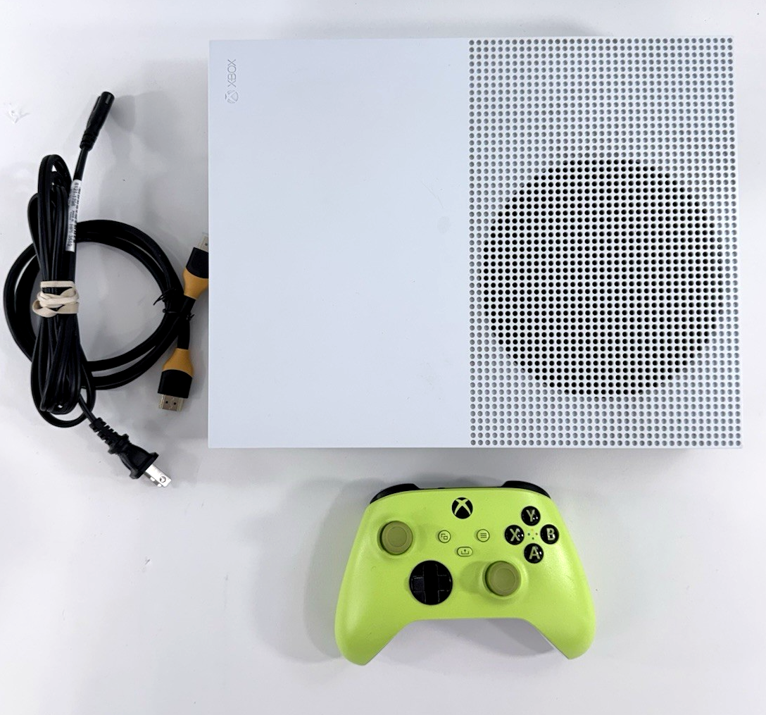 Microsoft Xbox One S 1681 1TB White Console with Cords and Controller  - Tested