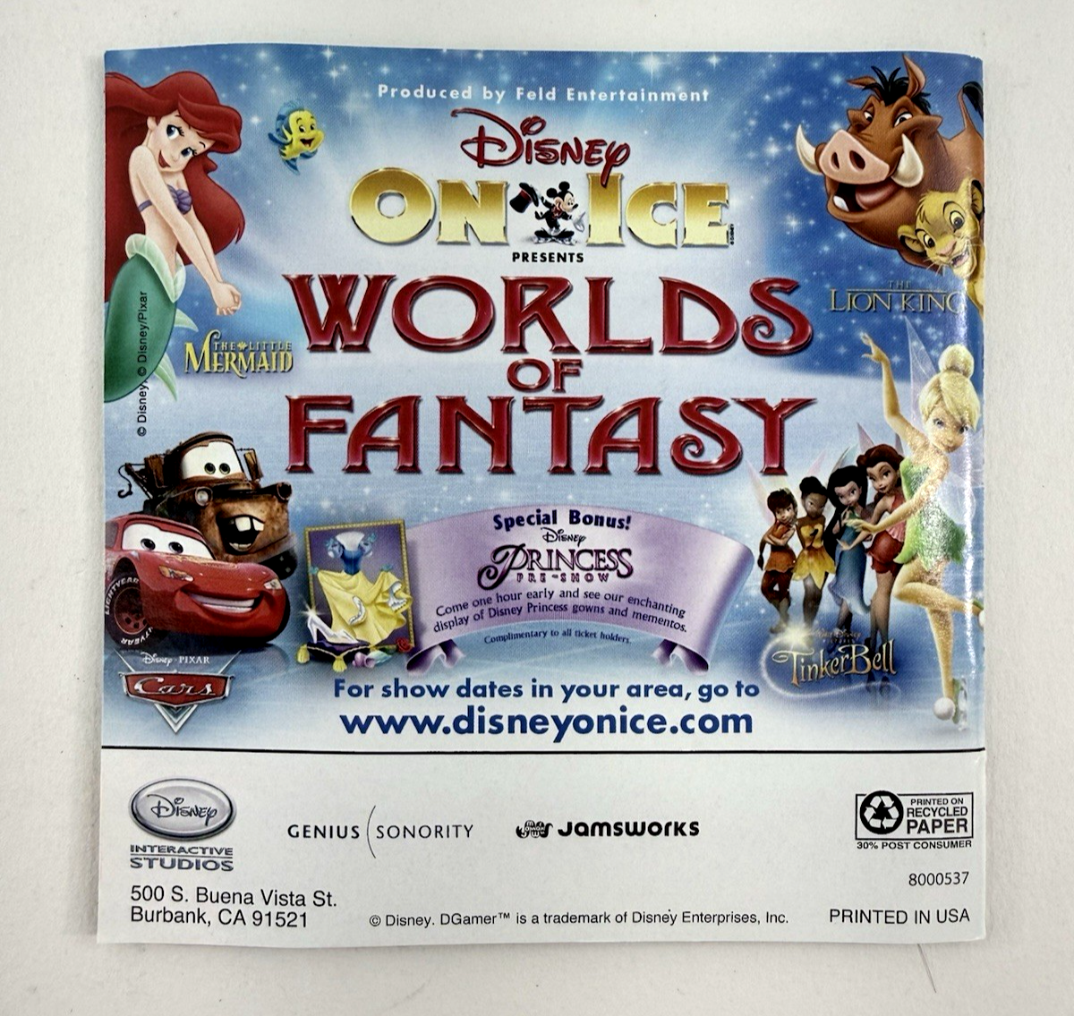 Disney Fairies Tinker Bell (Nintendo DS, 2008) Game Case Manual Inserts - Tested