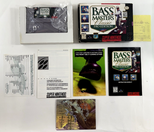 Bass Masters Classic Pro Edition (Super Nintendo, 1996) Game Box Manual Inserts