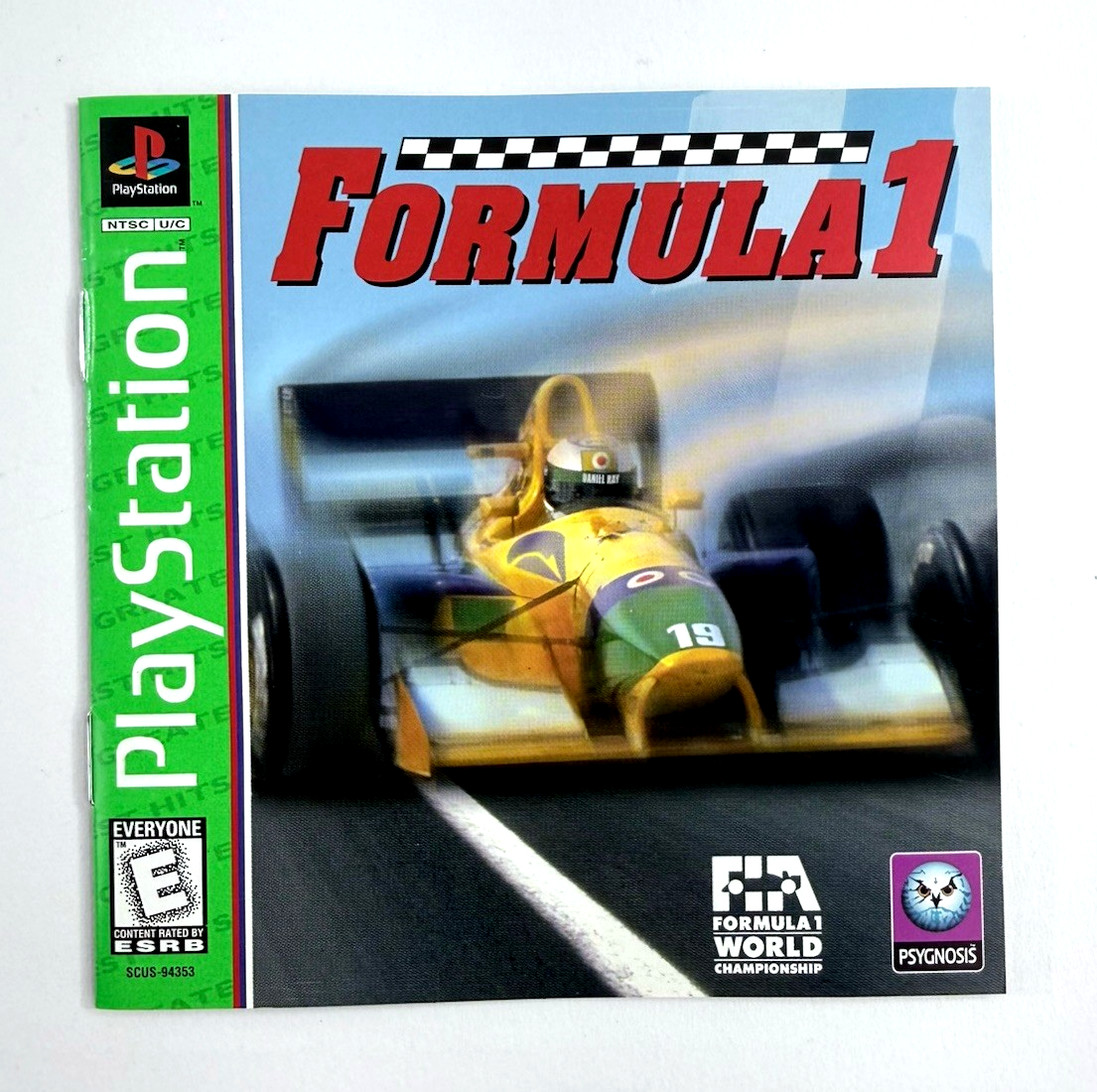 Formula 1 (Sony PlayStation 1, 1996) Game Case Manual Registration - Tested