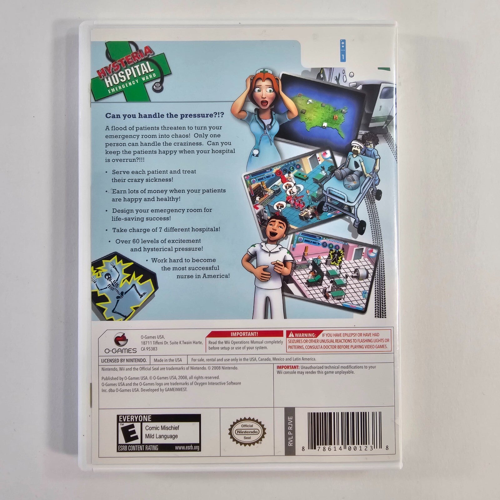 Hysteria Hospital: Emergency Ward (Nintendo Wii, 2009) Game Case Manual - Tested