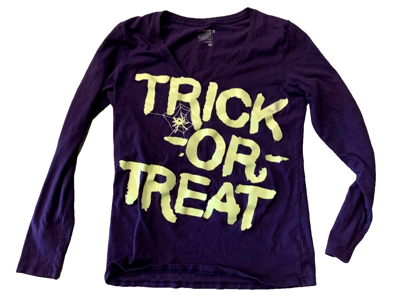 Old Navy Women's Medium Purple Trick-Or-Treat Long Sleeved T-Shirt