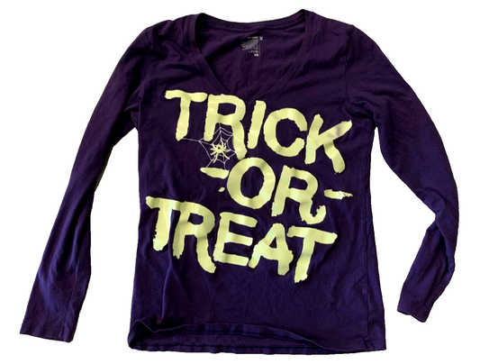 Old Navy Women's Medium Purple Trick-Or-Treat Long Sleeved T-Shirt