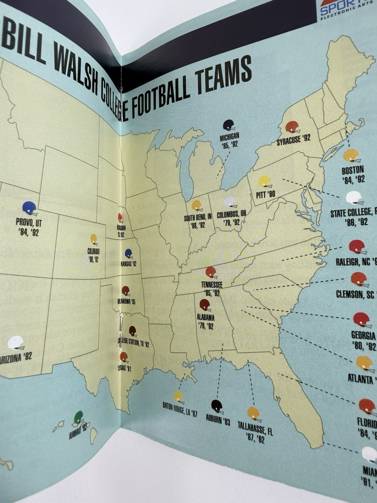 Bill Walsh College Football (Sega Genesis, 1993) Game Case Manual Inserts Reg.