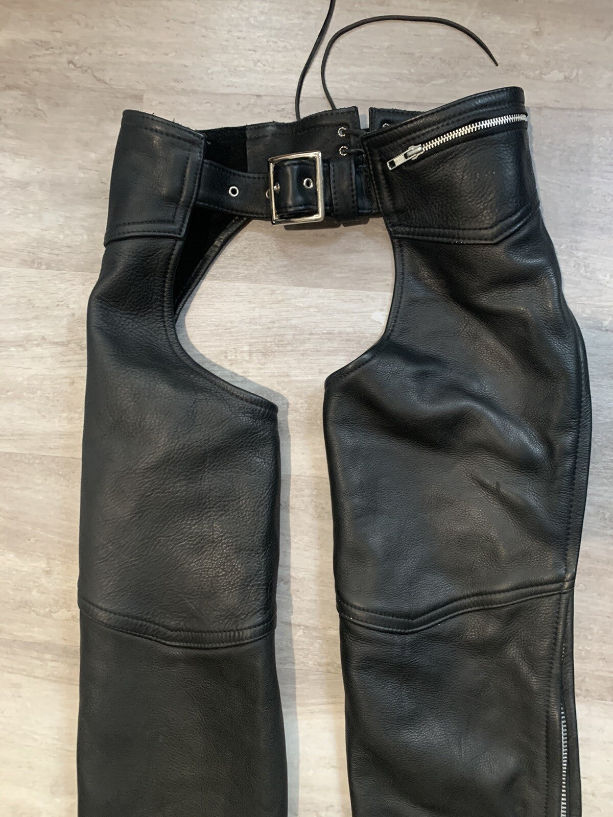 Genuine Leather Size Small Motorcycle Chaps - Made in USA - Unbranded