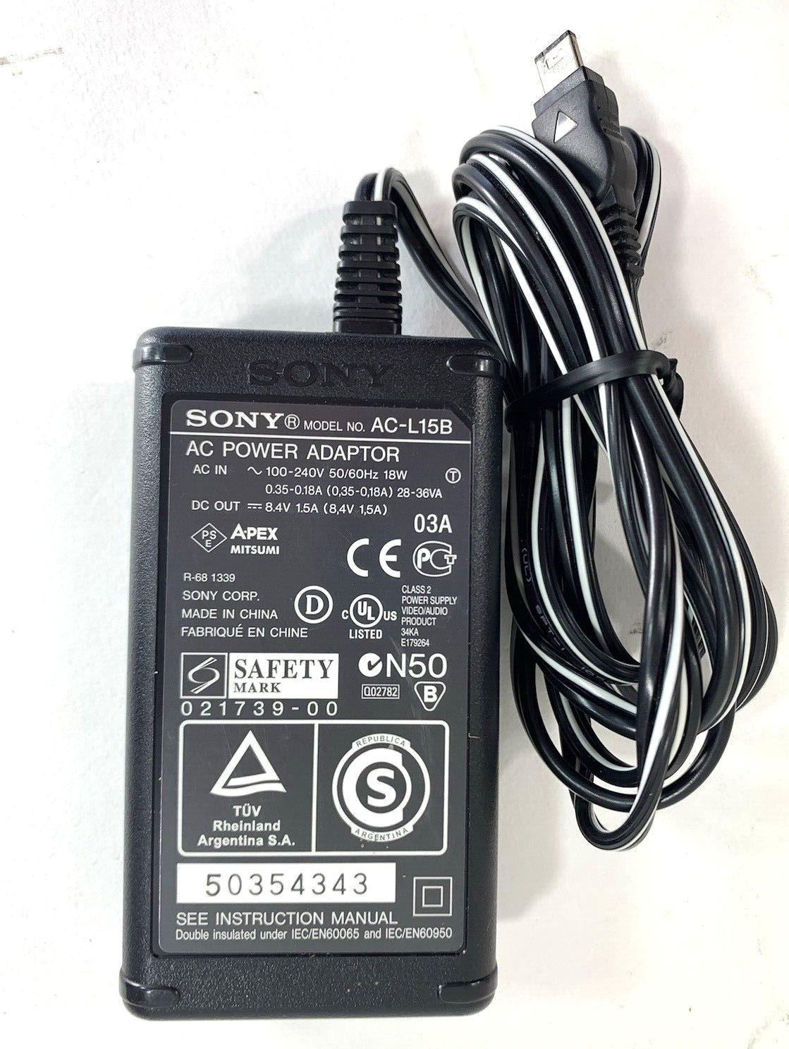 Sony AC-L15B 18W AC/DC Adapter For CCD-TRV HI-8 & DCR-TRV Digital 8 Camcorders