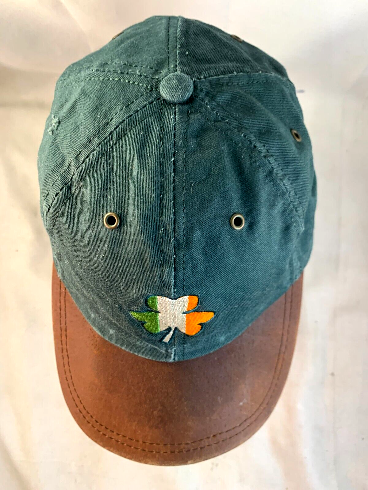 Aussie Caps Adjustable One-Size Leather Bill Shamrock Embroidered Hat