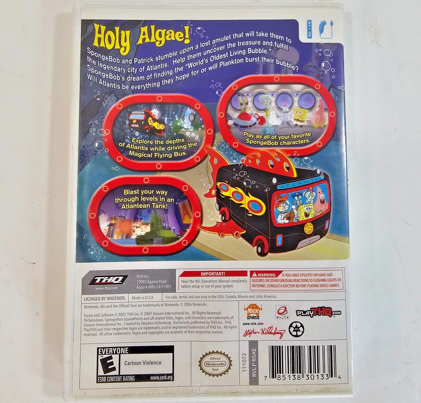 SpongeBob's Atlantis SquarePantis (Nintendo Wii, 2007) Game Case Manual - Tested