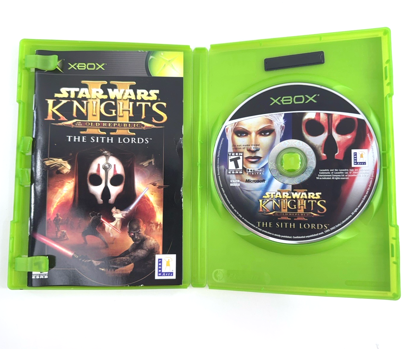 Star Wars Knights of the Old Republic II (Xbox, 2004) Game Case Manual Reg. Card