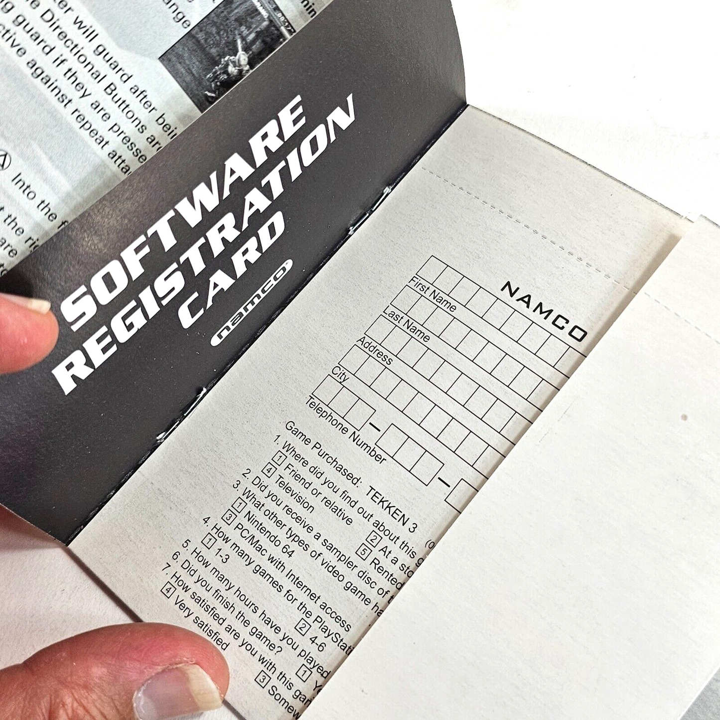 Tekken 3 (Sony PlayStation 1, 1998) Game Case Manual Registration - Tested