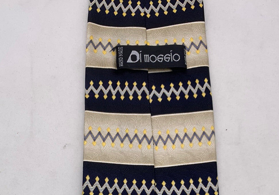 DiMoggio Navy Blue Silver Gold 62” Men’s Geometric Tie