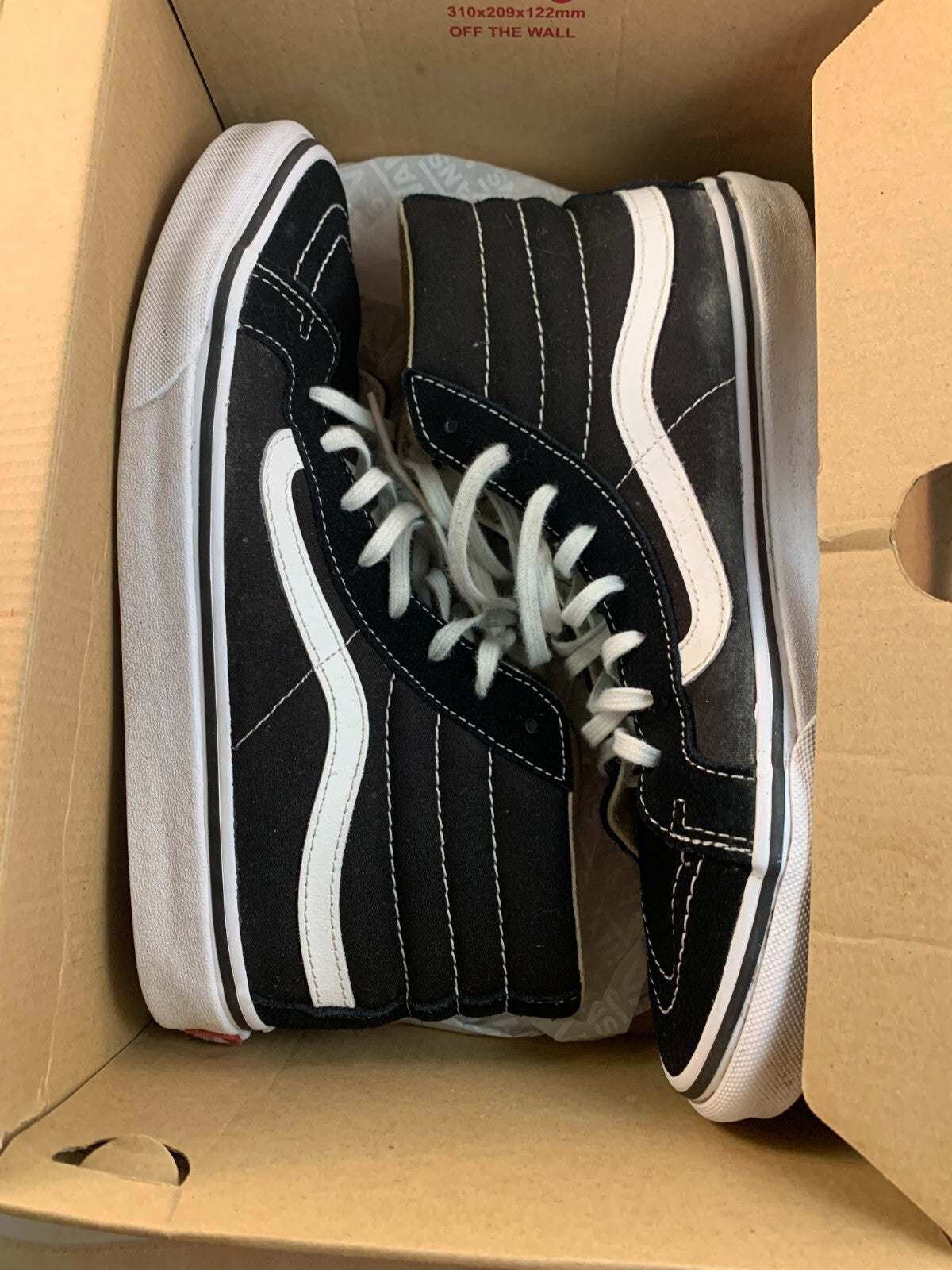 VANS Sk8-Hi Black/White Hi-top Men's 7.5 Sneakers with Original Box