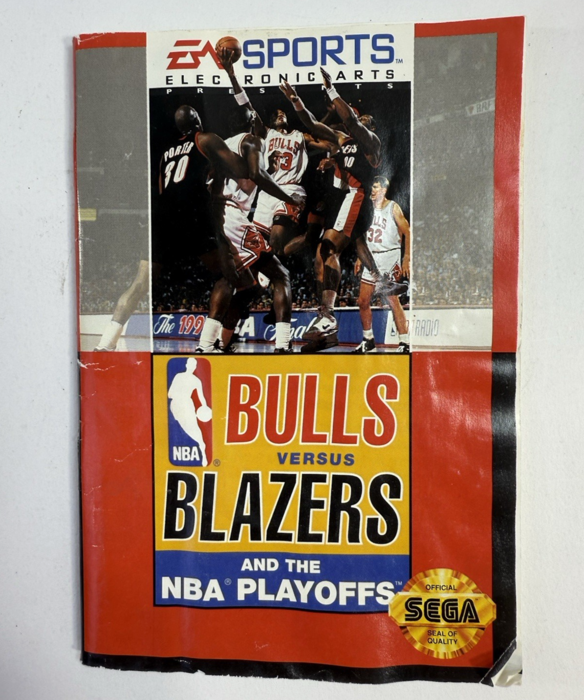 Bulls vs. Blazers and the NBA Playoffs (Sega Genesis, 1993) Game, Case, Manual