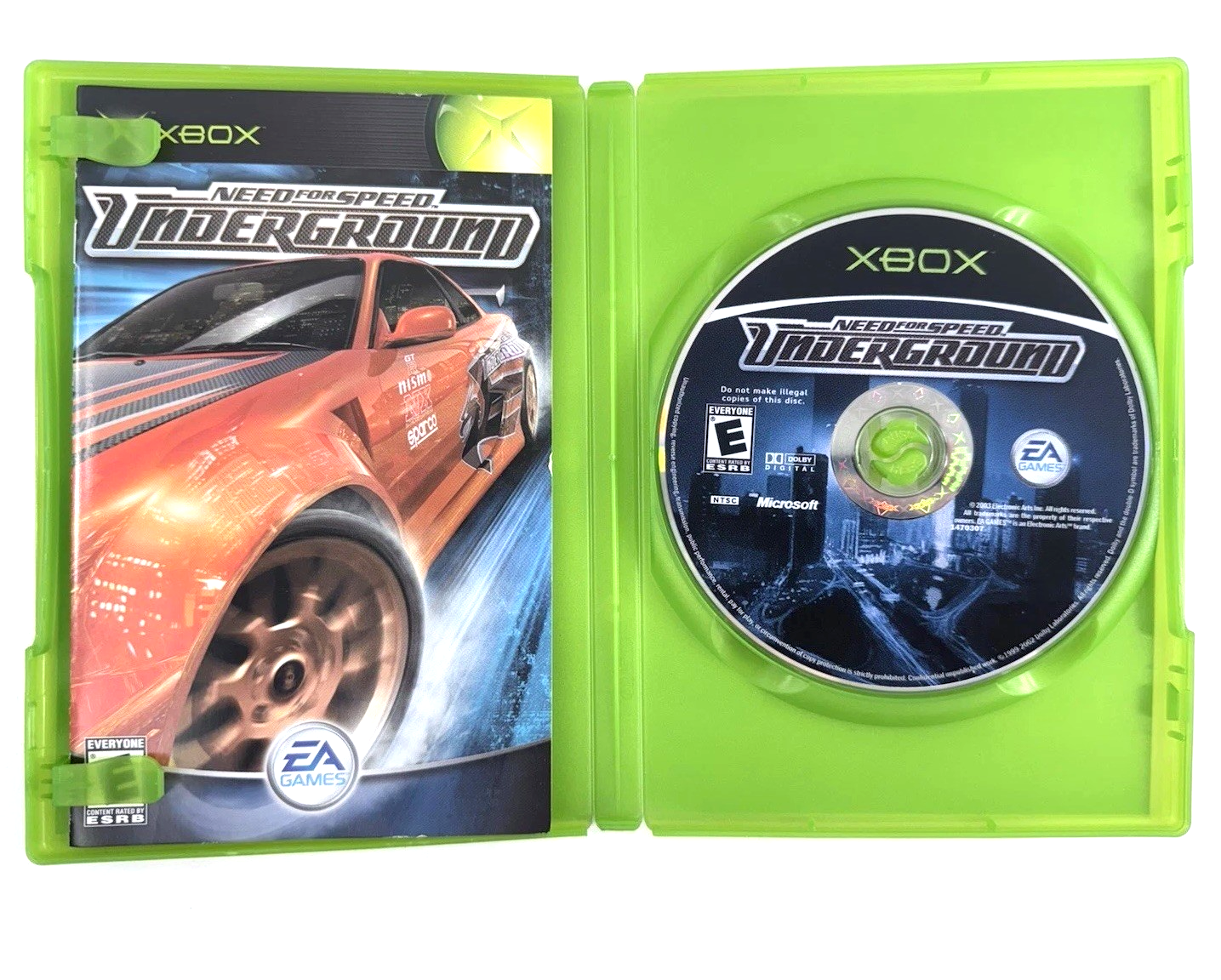 Need for Speed: Underground (Xbox, 2003) Game Case Manual Reg. Card - Tested