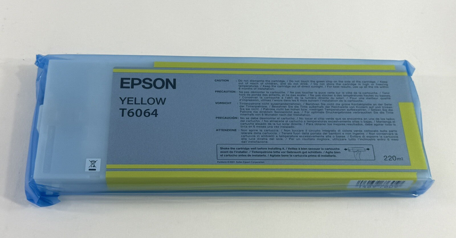 Epson UltraChrome K3 T606 Yellow Ink Cartridge (C13T606400) Sealed  Exp 7/2018