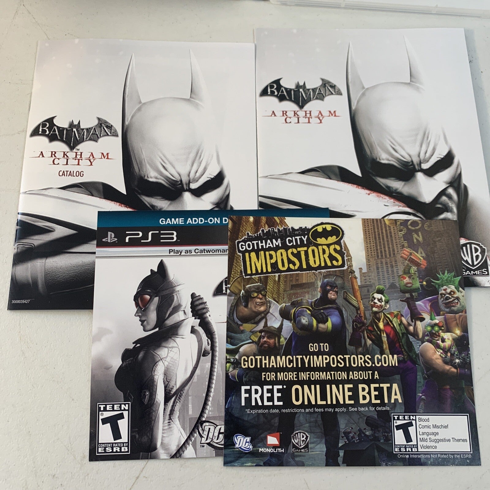 Batman: Arkham City (Sony PlayStation 3, 2011) Game Case Manual Inserts - Tested