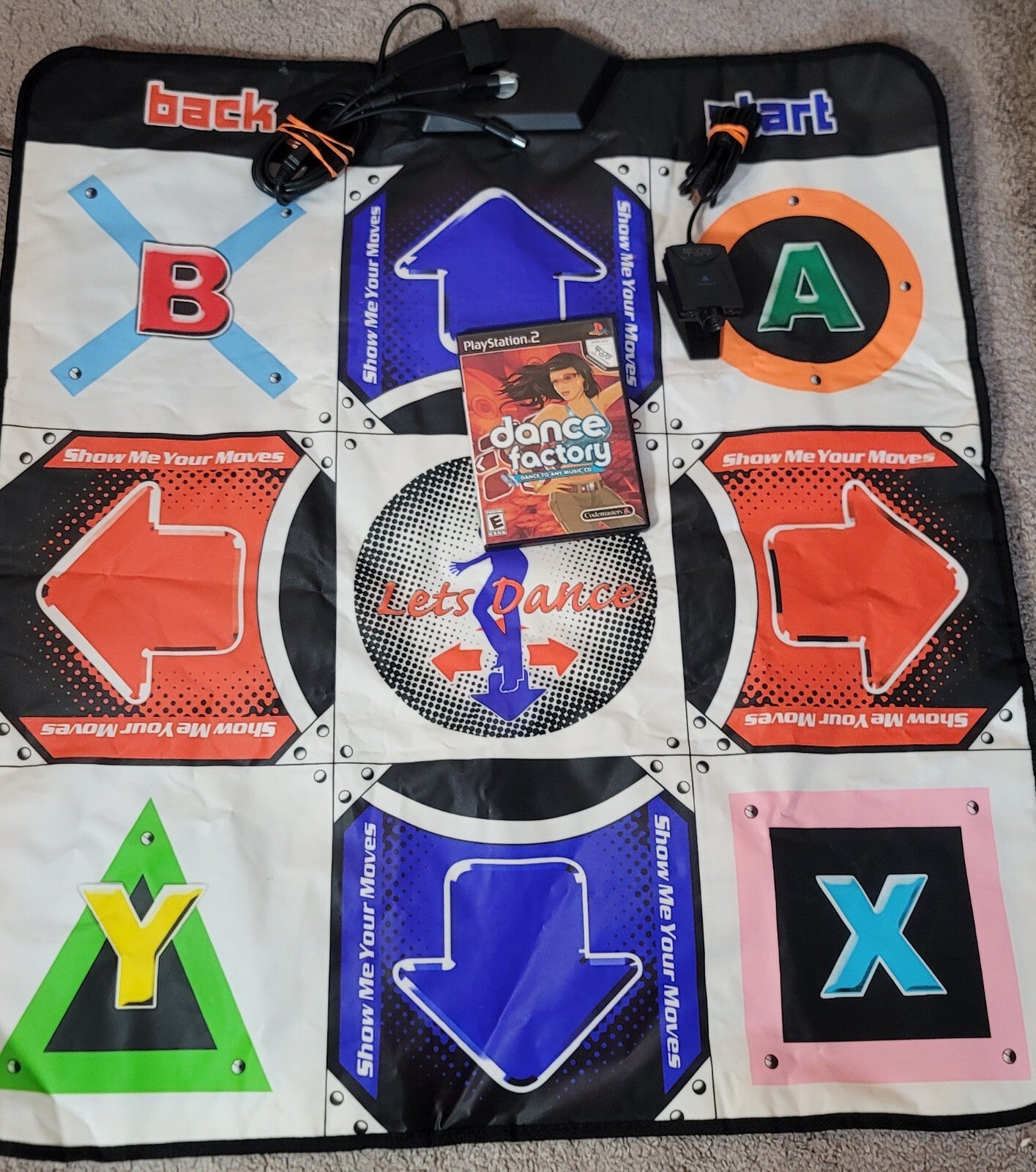 Dance Factory (Sony PlayStation 2, 2006) w/Pelican Dance Mat & Eye-Toy Sensor