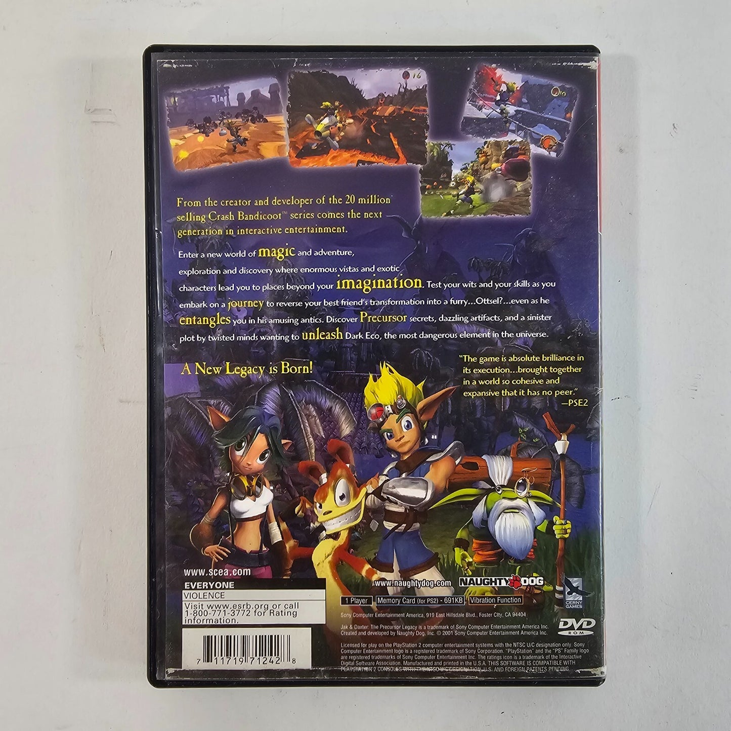Jak And Daxter: The Precursor Legacy (PlayStation 2, 2001) Game and Case