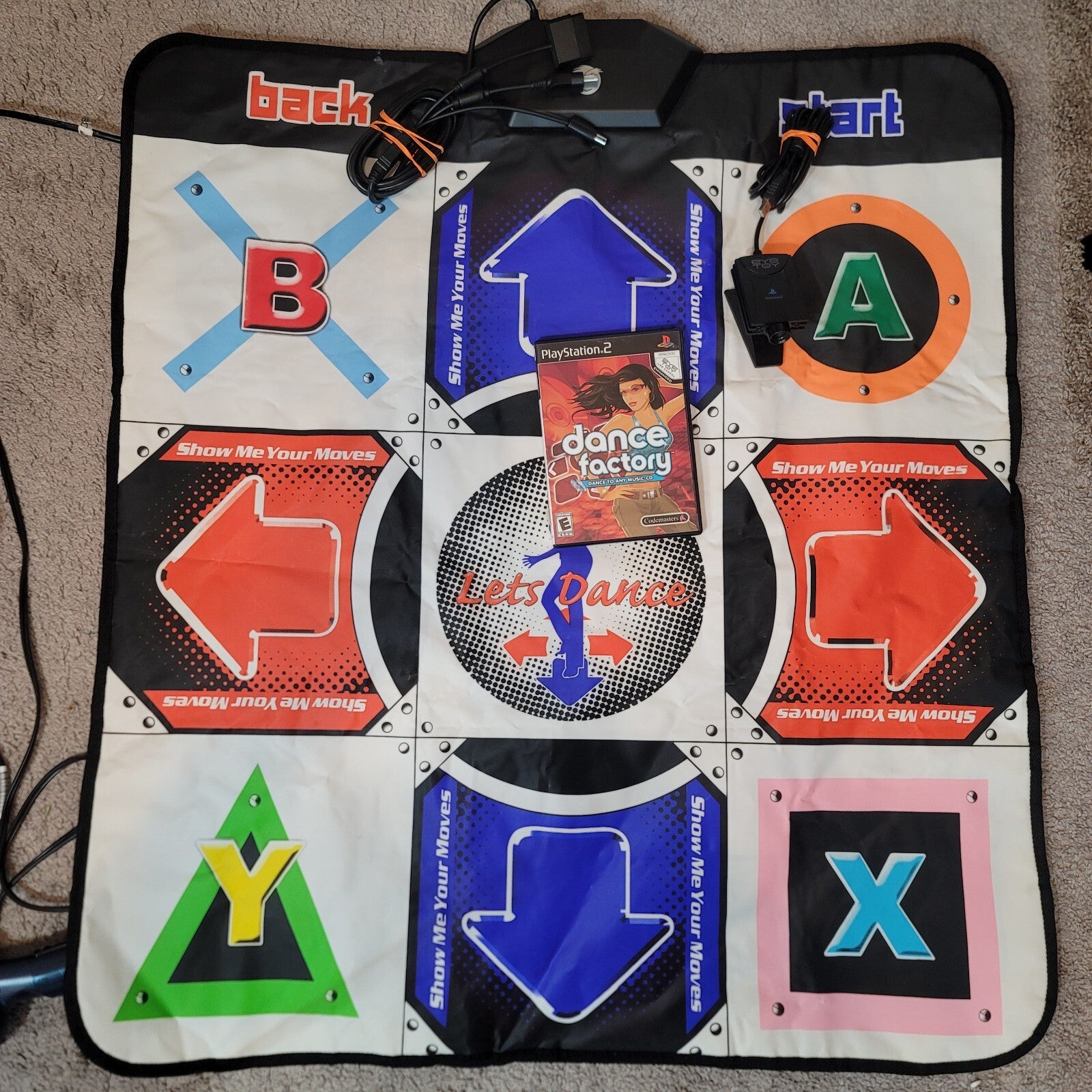 Dance Factory (Sony PlayStation 2, 2006) w/Pelican Dance Mat & Eye-Toy Sensor