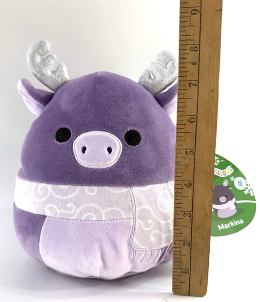 Squishmallows 7.5" Markina Purple Holiday Moose With Tags