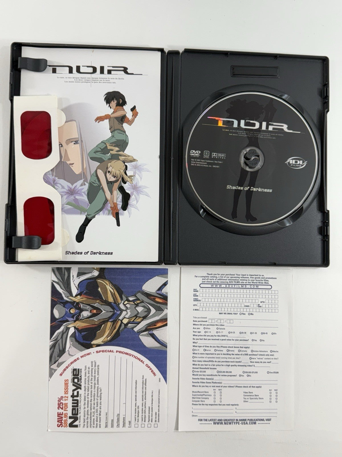 Noir - Vol. 1: Shades of Darkness (DVD, 2003) with Inserts & 3D glasses - Tested